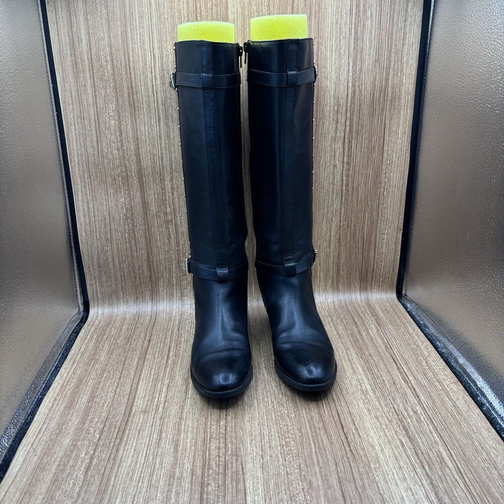 Vince Camuto Preslen Women's Leather Studded Knee High Boots Black Size 7.5 M - Picture 2 of 8